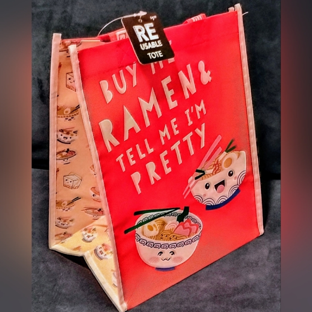 Re-Usable Tote Bag - Red with Ramen Design